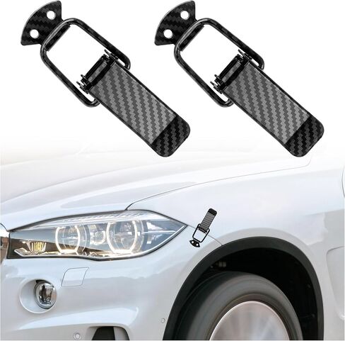 2PCS Car Bumper Clips Hook Lock,Carbon Fiber Hood Pins Toggle Clamp for Quick Fix & Release,Universal Car Accessories Bumper Security Hook Lock Clips for Bumper Fender Tailgate (Large) in Kuwait