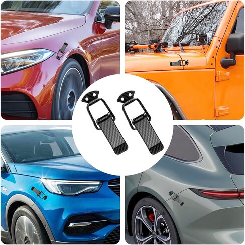 2PCS Car Bumper Clips Hook Lock,Carbon Fiber Hood Pins Toggle Clamp for Quick Fix & Release,Universal Car Accessories Bumper Security Hook Lock Clips for Bumper Fender Tailgate (Large) in Kuwait