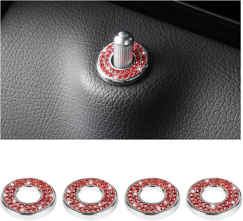 4 PCS CAR CAR CAR COVERS INNER DOOR COVERS ، ملصقات صراخ قضيب السحب الكريستالية ، أحجار راينستون تلقائية تلقائية ، ديكورات دبوس قفل السيارة لفئة C C200L GLC260 C260L (وردي) in Saudi Arabia