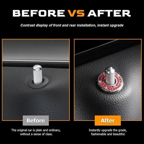 4 PCS CAR CAR CAR COVERS INNER DOOR COVERS ، ملصقات صراخ قضيب السحب الكريستالية ، أحجار راينستون تلقائية تلقائية ، ديكورات دبوس قفل السيارة لفئة C C200L GLC260 C260L (وردي) in Saudi Arabia