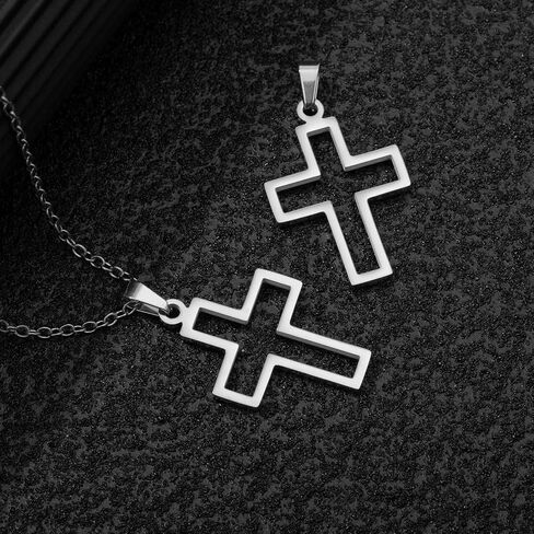 High Polish Hollow Openwork Cross Pendant Necklace for Men Women,Punk Hip Hop Decoration Jewelry in Saudi Arabia