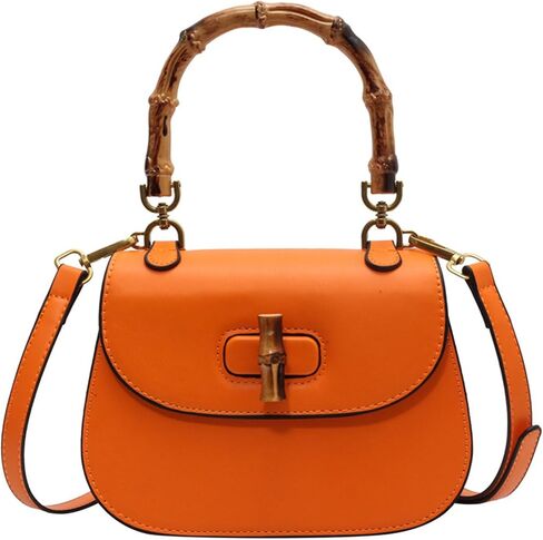 Women'S Leather Tote Handbags,Bamboo Shaped Top Handle Satchel Crossbody Bag Vintage Shoulder Bag in Saudi Arabia