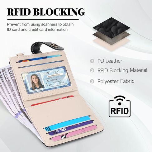 RFID Wallet Women,Slim Small Wallets Embossed Flower Leather Bifold Compact Ladies Girls Wallet with Credit Card Holder Zipper Coin Pocket Green in Saudi Arabia