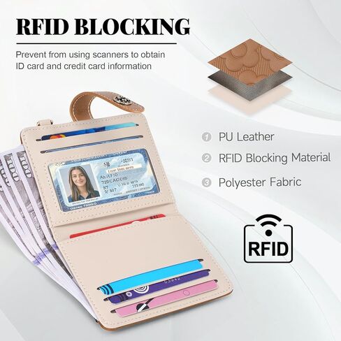 RFID Wallet Women ، محافظ صغيرة نحيفة من جلد زهرة Bifold Bifold Sompact Ladies Girls Wallet مع حامل بطاقة الائتمان السوستة الجيب الأخضر in Kuwait