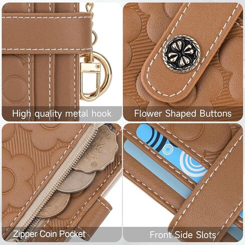 RFID Wallet Women ، محافظ صغيرة نحيفة من جلد زهرة Bifold Bifold Sompact Ladies Girls Wallet مع حامل بطاقة الائتمان السوستة الجيب الأخضر in Kuwait