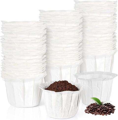 Disposable Paper Coffee Filters K Cup Paper Filters for K-eurig Single Brewer Reusable Cups, K-Cup Coffee Pods, Fit Most K eurig Single Serve Filter Brands Coffee Pods (White, Large) in Kuwait