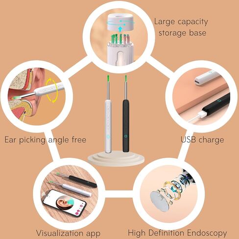 Ear Wax Removal Tool, Wireless Cleaner with Otoscope, Ear Canal Cleaner with Camera 1080P, Ear Cleaning Kit with 12 Ear Spoon and 8 Pcs Ear Set, Earwax Removal with Otoscope in Saudi Arabia