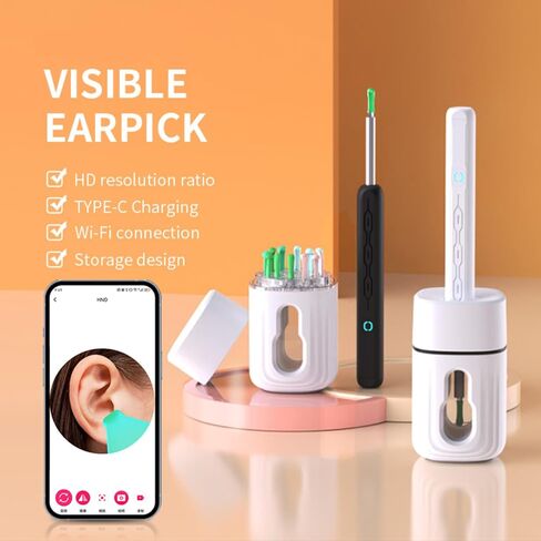 Ear Wax Removal Tool, Wireless Cleaner with Otoscope, Ear Canal Cleaner with Camera 1080P, Ear Cleaning Kit with 12 Ear Spoon and 8 Pcs Ear Set, Earwax Removal with Otoscope in Saudi Arabia