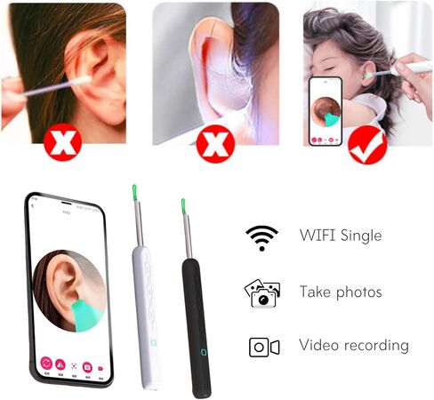 Ear Wax Removal Tool, Wireless Cleaner with Otoscope, Ear Canal Cleaner with Camera 1080P, Ear Cleaning Kit with 12 Ear Spoon and 8 Pcs Ear Set, Earwax Removal with Otoscope in Saudi Arabia