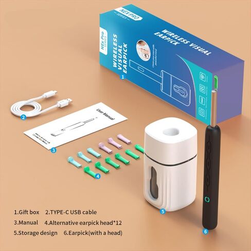 Ear Wax Removal Tool, Wireless Cleaner with Otoscope, Ear Canal Cleaner with Camera 1080P, Ear Cleaning Kit with 12 Ear Spoon and 8 Pcs Ear Set, Earwax Removal with Otoscope in Saudi Arabia