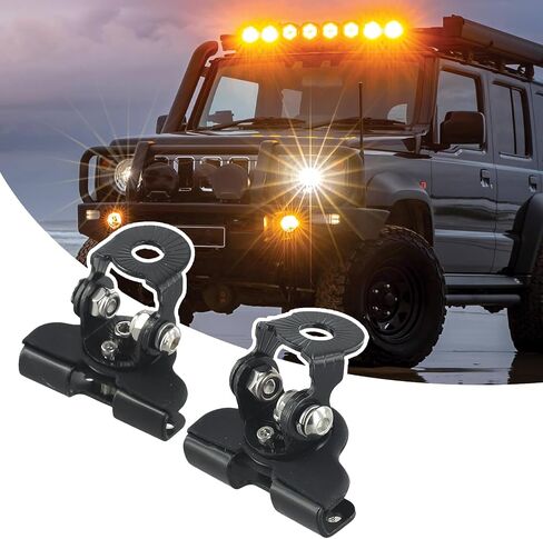 2PCS Light Bar Mounting Brackets Hood Mount Light Brackets with Hex Wrenches, Adjustable Pillar Stainless Steel Grill Led Work Ditch Light Brackets for Off Road Truck Car Truck SUV(Black) in Saudi Arabia