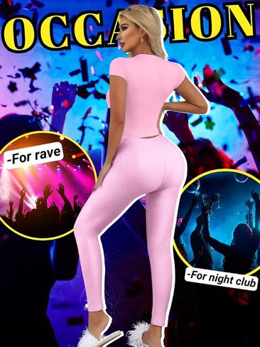 سراويل مثيرة 2 قطعة تم تعيينها للنساء ، قمة المحاصيل في 2000 و Leggings اللامعة ، التخسيس الخروج من ملابس Date Night Club in Saudi Arabia