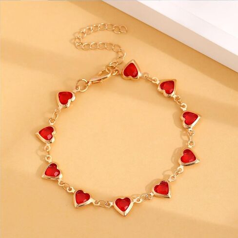 Heart Bracelet for Women Dainty Gold Heart Charm Bracelet Cute Love Heart Bracelet Christmas Bracelet Jewelry in Saudi Arabia