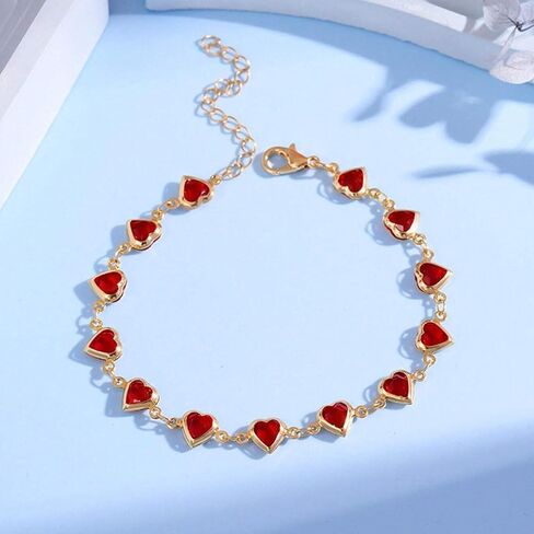 Heart Bracelet for Women Dainty Gold Heart Charm Bracelet Cute Love Heart Bracelet Christmas Bracelet Jewelry in Saudi Arabia