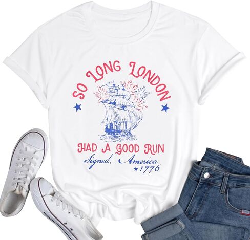 So Long London Had A Good Run Shirt Patriotic Shirts for Women Funny 4th of July Outfit in Kuwait