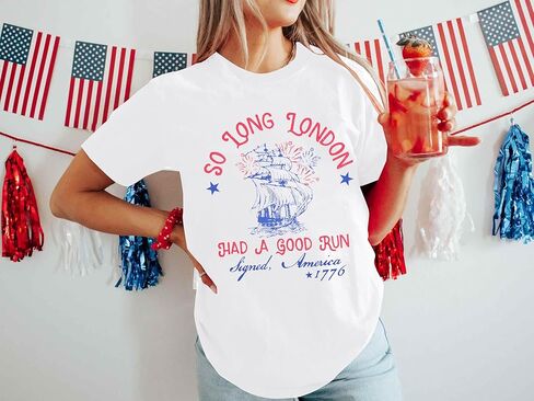 So Long London Had A Good Run Shirt Patriotic Shirts for Women Funny 4th of July Outfit in Kuwait