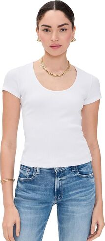 L'Agence Women's Brynlee Short Scoop Neck Tee Tee in Kuwait