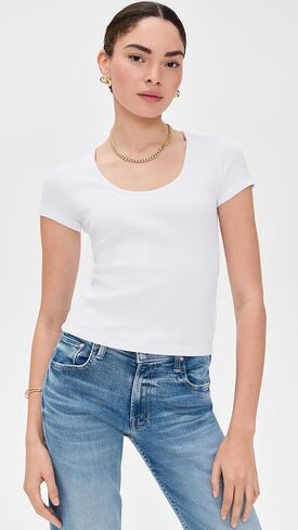 L'Agence Women's Brynlee Short Scoop Neck Tee Tee in Kuwait