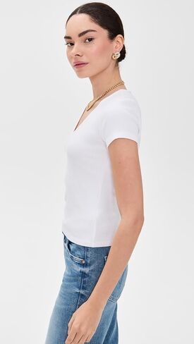 L'Agence Women's Brynlee Short Scoop Neck Tee Tee in Kuwait