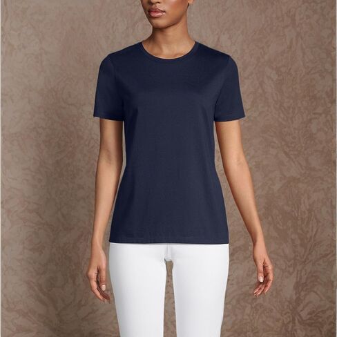 Lands' End Women's Relaxed American-Grown Supima Cotton Crew Neck T-Shirt in Saudi Arabia