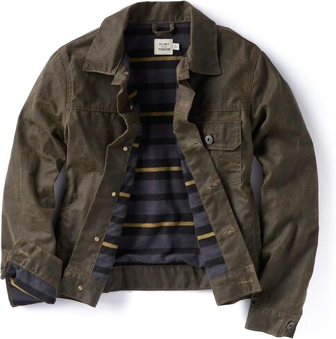 Huckberry Flint & Tinder Women's Flannel-Lined Waxed Trucker Jacket, Canvas Jackets for Women in Kuwait