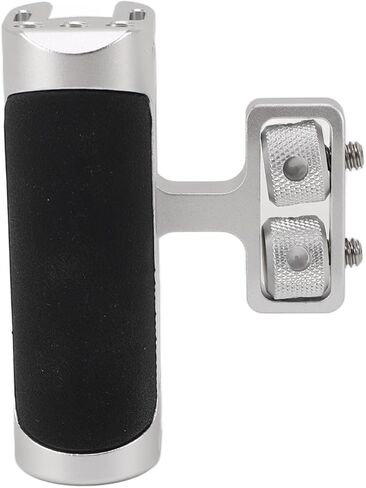 Camera Cage Side Handle, Aluminum Alloy Silicone Adjustable Handle Grip, Universal Ergonomic Side Handgrip with 1/4 Screw Cold Shoe Mount for Photography (Silver) in Kuwait