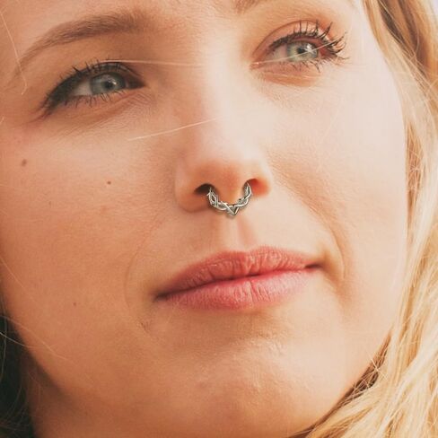 Chain Link Septum Rings: 16g 8mm Nose Helix Cartilage Daith Tragus Earring Piercing Ring Hoop, Surgical Steel Nose Ear Clicker Rings Piercing Jewelry For Women Men in Kuwait