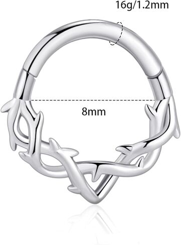 Chain Link Septum Rings: 16g 8mm Nose Helix Cartilage Daith Tragus Earring Piercing Ring Hoop, Surgical Steel Nose Ear Clicker Rings Piercing Jewelry For Women Men in Kuwait