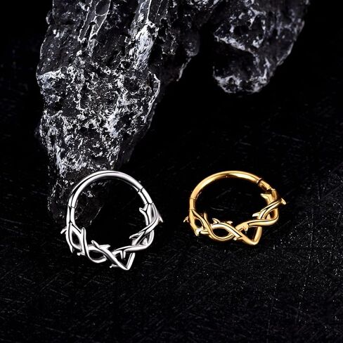 Chain Link Septum Rings: 16g 8mm Nose Helix Cartilage Daith Tragus Earring Piercing Ring Hoop, Surgical Steel Nose Ear Clicker Rings Piercing Jewelry For Women Men in Kuwait
