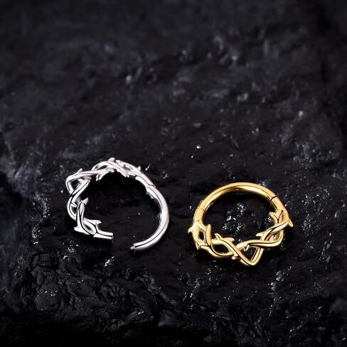 Chain Link Septum Rings: 16g 8mm Nose Helix Cartilage Daith Tragus Earring Piercing Ring Hoop, Surgical Steel Nose Ear Clicker Rings Piercing Jewelry For Women Men in Kuwait