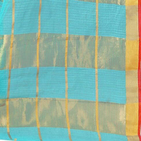 Women's Kota Doria Pure Cotton Saree With Unstiched Blouse Piece in Saudi Arabia