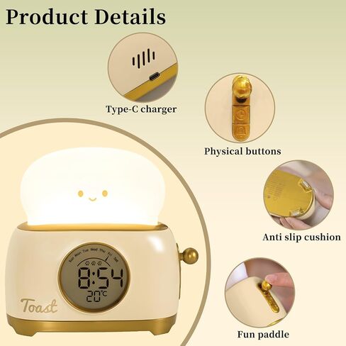 Kids Alarm Clock with Dinosaur, Digital Alarm Clock for Kids Bedroom, Cute Dinosaur Bedside Clock Children's Sleep Trainer, Wake Up Light and Night Light with USB for Boys Girls Birthday Gifts,Pink in Saudi Arabia
