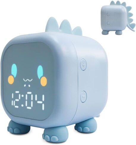 Kids Alarm Clock with Dinosaur, Digital Alarm Clock for Kids Bedroom, Cute Dinosaur Bedside Clock Children's Sleep Trainer, Wake Up Light and Night Light with USB for Boys Girls Birthday Gifts,Pink in Saudi Arabia