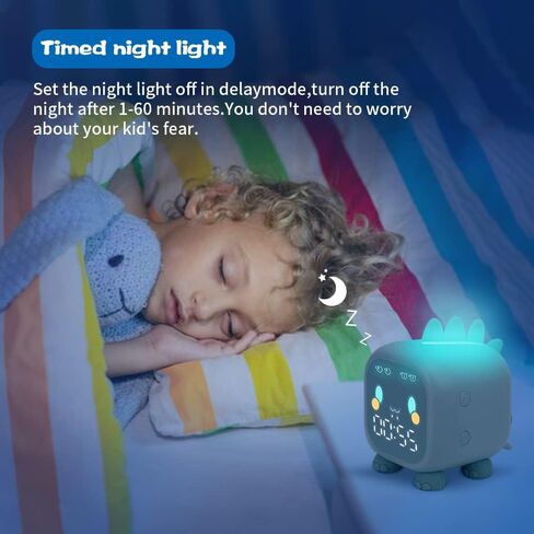 Kids Alarm Clock with Dinosaur, Digital Alarm Clock for Kids Bedroom, Cute Dinosaur Bedside Clock Children's Sleep Trainer, Wake Up Light and Night Light with USB for Boys Girls Birthday Gifts,Pink in Saudi Arabia