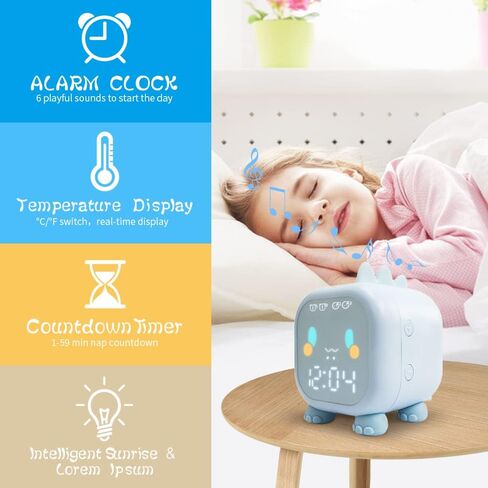 Kids Alarm Clock with Dinosaur, Digital Alarm Clock for Kids Bedroom, Cute Dinosaur Bedside Clock Children's Sleep Trainer, Wake Up Light and Night Light with USB for Boys Girls Birthday Gifts,Pink in Saudi Arabia