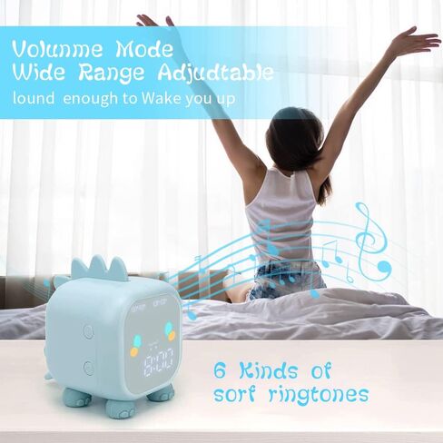 Kids Alarm Clock with Dinosaur, Digital Alarm Clock for Kids Bedroom, Cute Dinosaur Bedside Clock Children's Sleep Trainer, Wake Up Light and Night Light with USB for Boys Girls Birthday Gifts,Pink in Saudi Arabia
