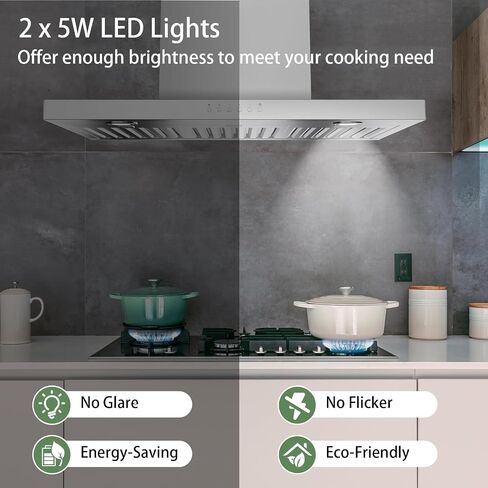 Oneeon 30 "Range Hood - 900 CFM الفولاذ المقاوم للصدأ الجدار الجدار العادم مع مروحة 4 سرعات ، مصابيح LED ، زر الضغط ، جسم رفيع للغاية ، محرك تنفيس موقد على طراز المدخنة ونبوة العادم. in Saudi Arabia
