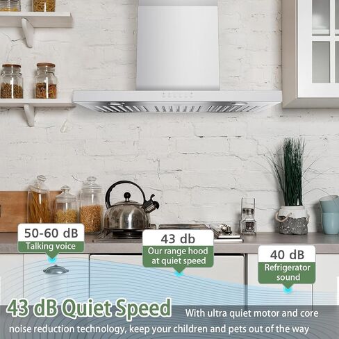 Oneeon 30 "Range Hood - 900 CFM الفولاذ المقاوم للصدأ الجدار الجدار العادم مع مروحة 4 سرعات ، مصابيح LED ، زر الضغط ، جسم رفيع للغاية ، محرك تنفيس موقد على طراز المدخنة ونبوة العادم. in Saudi Arabia