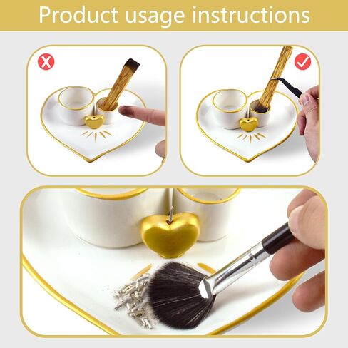 Palo Santo Holder Burner - 5.9" Ceramic Sage Incense Burner Catcher, Heart Shaped Incense Stick Holder Tray for Yoga, Meditation Accessories Room (Gold) in Saudi Arabia
