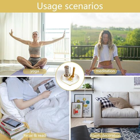 Palo Santo Holder Burner - 5.9" Ceramic Sage Incense Burner Catcher, Heart Shaped Incense Stick Holder Tray for Yoga, Meditation Accessories Room (Gold) in Saudi Arabia