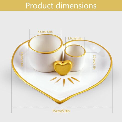Palo Santo Holder Burner - 5.9" Ceramic Sage Incense Burner Catcher, Heart Shaped Incense Stick Holder Tray for Yoga, Meditation Accessories Room (Gold) in Saudi Arabia