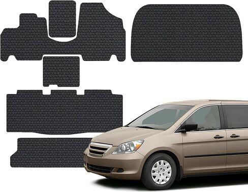 TOUGHPRO Floor Mats Accessories 1st + 2nd + 3rd Row + Cargo Mats Accessories for Honda Odyssey All Weather Heavy Duty (Made in USA) Black Rubber 2005 2006 2007 2008 2009 2010 in Saudi Arabia