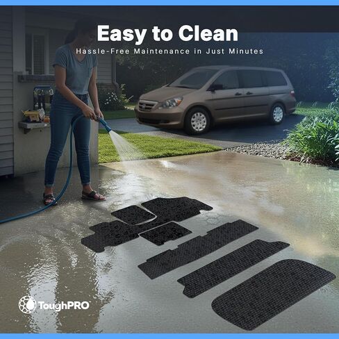 TOUGHPRO Floor Mats Accessories 1st + 2nd + 3rd Row + Cargo Mats Accessories for Honda Odyssey All Weather Heavy Duty (Made in USA) Black Rubber 2005 2006 2007 2008 2009 2010 in Saudi Arabia