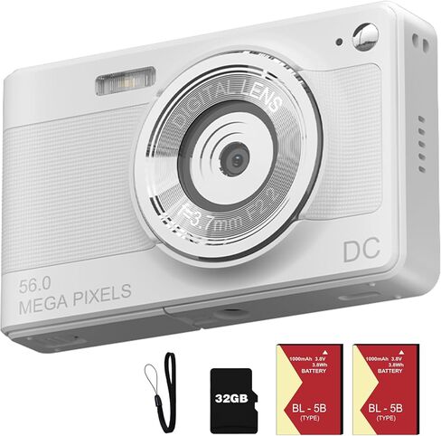 كاميرا رقمية، كاميرات رقمية FHD 1080P للأطفال والأولاد والبنات، كاميرا رقمية صغيرة الحجم للنقطة والتقاط مع تكبير 16X مضادة للاهتزاز وبطاقة 32 جيجابايت، كاميرا صغيرة للأطفال، باللون الأخضر in Kuwait