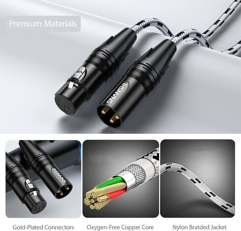 SNANSHI XLR Cables, XLR Microphone Cable 3 Feet, Nylon Braided, Gold-Plated, Balanced XLR Male to Female Microphone Cable for Recording, Speaker, PA System, Home Studio - Green in Kuwait