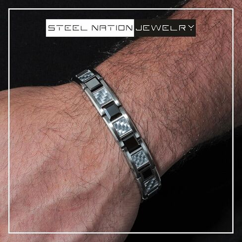 Signature Strength Men's Hypoallergenic Stainless Steel & Tungsten Carbon Fiber Link Bracelet Series in Kuwait