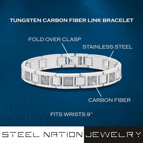 Signature Strength Men's Hypoallergenic Stainless Steel & Tungsten Carbon Fiber Link Bracelet Series in Kuwait