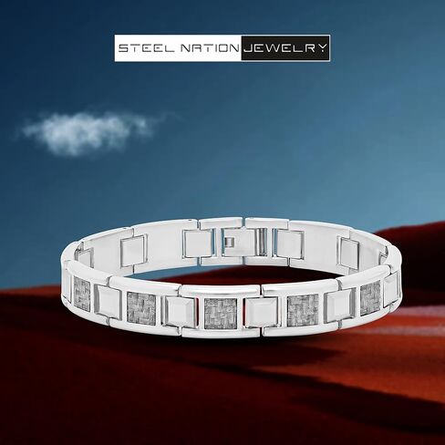 Signature Strength Men's Hypoallergenic Stainless Steel & Tungsten Carbon Fiber Link Bracelet Series in Kuwait