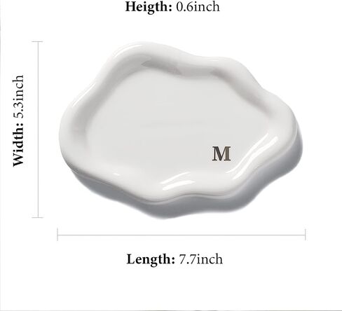 Ceramic Jewelry Tray Personalized Monogram Letter Ring Dish Unique Cloud Shaped Gift for Women Mom Bridesmaids (A-Z Initial) - Valentines Day Mother’s Day Wedding Favors Home Decor (M) in Kuwait