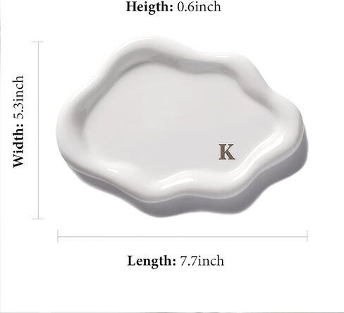 Ceramic Jewelry Tray Personalized Monogram Letter Ring Dish Unique Cloud Shaped Gift for Women Mom Bridesmaids (A-Z Initial) - Valentines Day Mother’s Day Wedding Favors Home Decor (M) in Kuwait